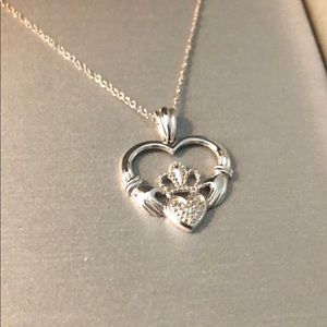 10k White Gold Claddagh Necklace
